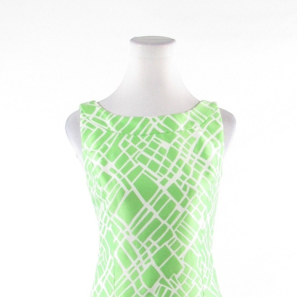 Bright green white  DONCASTER sheath dress 4 - Picture 2 of 8